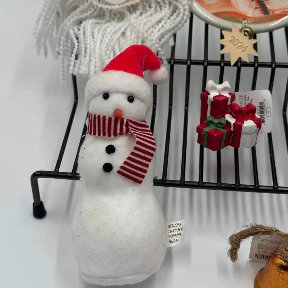 Assorted Christmas Ornament Lot Flocked‎ Santa Snowman Stocking Bells Decor NEW